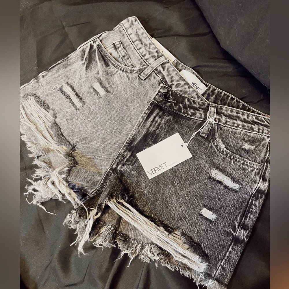 NWT Vervet High Rise Black Jean Asymetrical Shorts